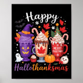 Womens Happy Hallothanksmas Coffee Lover Halloween Poster (Vorne)