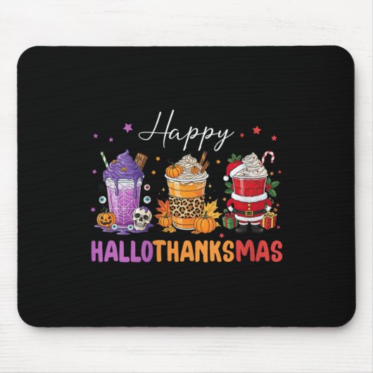 Womens Happy Hallothanksmas Halloween Thanksgiving Mousepad (Vorne)