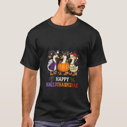Womens Happy Hallothanksmas Halloween Thanksgiving T-Shirt (Vorderseite)