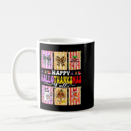 Womens Happy Hallothanksmas Y’all Funny Holiday Ma Kaffeetasse (Links)
