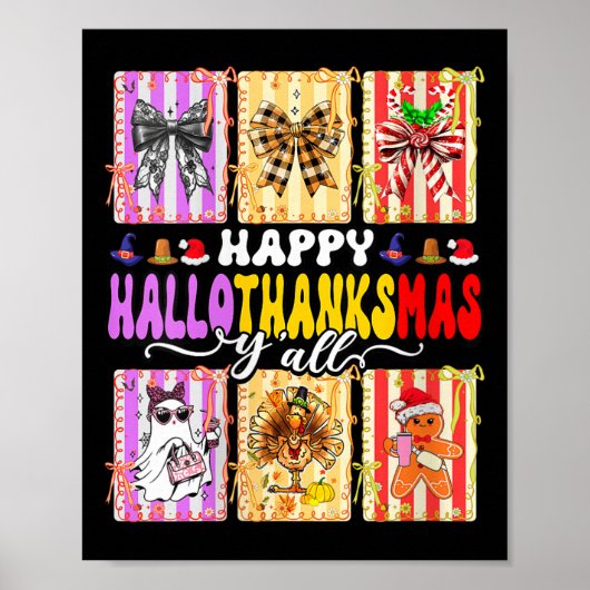 Womens Happy Hallothanksmas Y’all Funny Holiday Ma Poster (Vorne)