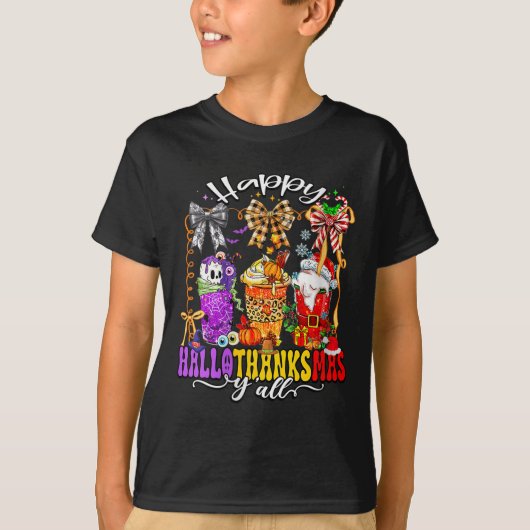 Womens Happy Hallothanksmas Y'all Mix Halloween Th T-Shirt (Vorderseite)