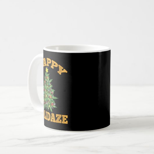 Womens Happy Holidaze Funny Weed Christmas Stoner Kaffeetasse (Vorderseite Links)