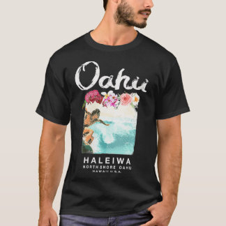 Womens Hawaii North Shore Oahu Haleiwa Surfing Vin T-Shirt