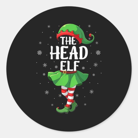 Womens Head Elf Christmas Girls Women Elf Squad Xm Runder Aufkleber (Vorderseite)