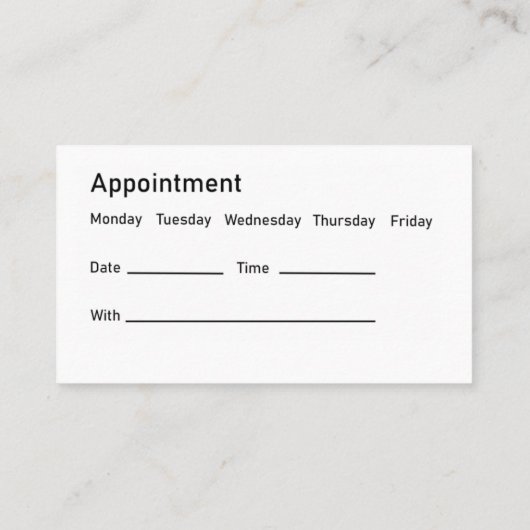 Women's Health OBGYN Appointment Cards Terminkarte (Rückseite)