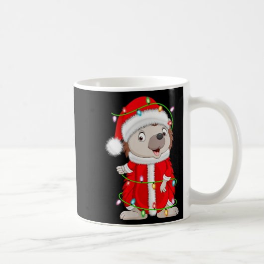Womens Hedgehog Christmas Lights Santa Costume Cut Kaffeetasse (Rechts)