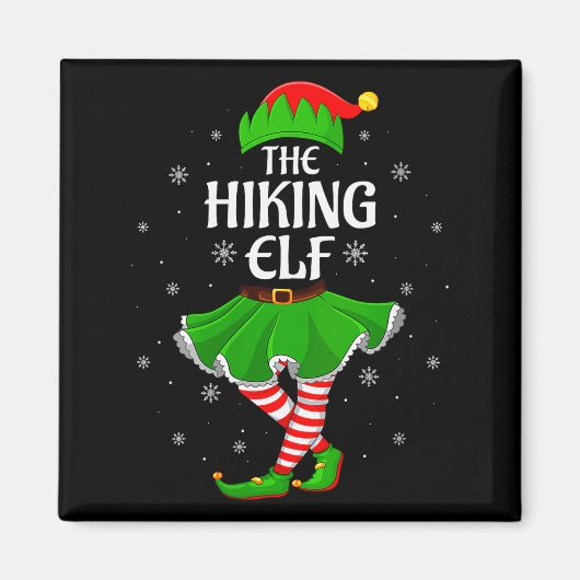 Womens Hiking Elf Christmas Family Girls Women Elf Magnet (Vorne)