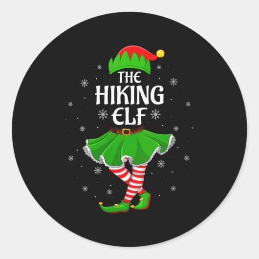 Womens Hiking Elf Christmas Family Girls Women Elf Runder Aufkleber (Vorderseite)