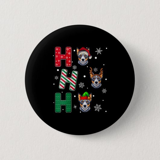 Womens Ho Ho Ho Blue Heeler Dog Matching Christmas Button (Vorderseite)