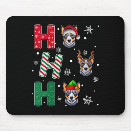 Womens Ho Ho Ho Blue Heeler Dog Matching Christmas Mousepad (Vorne)