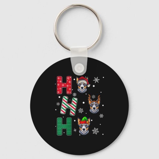 Womens Ho Ho Ho Blue Heeler Dog Matching Christmas Schlüsselanhänger (Vorderseite)