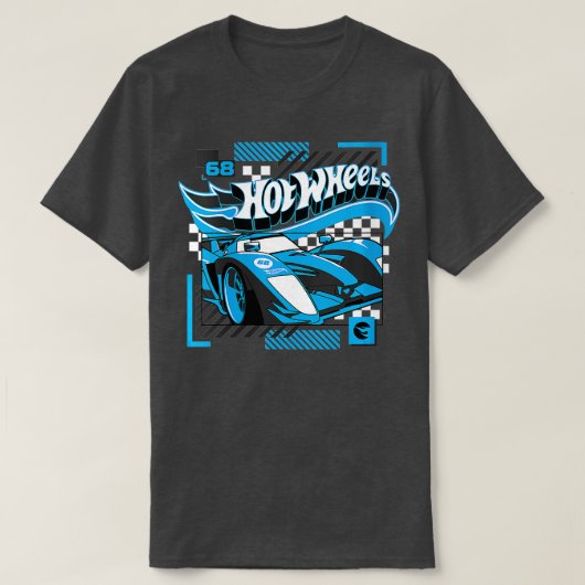 Womens Hot Wheels Blue Geometric Race Car T-Shirt (Design vorne)