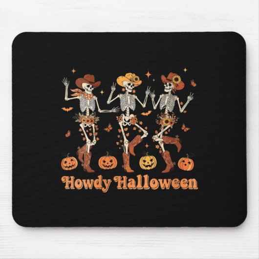 Womens Howdy Halloween Cowboy Cowgirl Skeleton Dan Mousepad (Vorne)