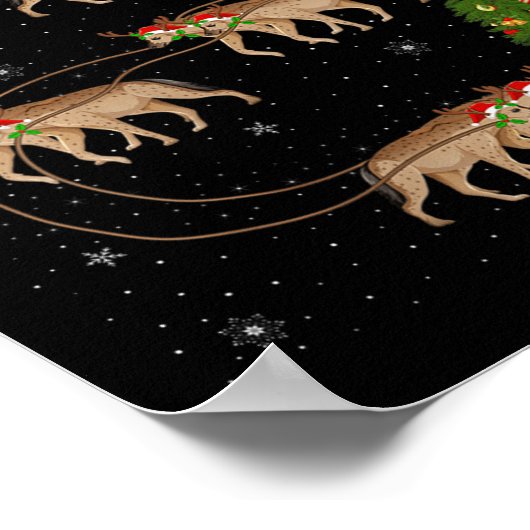 Womens Hyena Santa Sleigh Flying Funny Magical Chr Poster (Ecke)