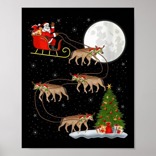 Womens Hyena Santa Sleigh Flying Funny Magical Chr Poster (Vorne)