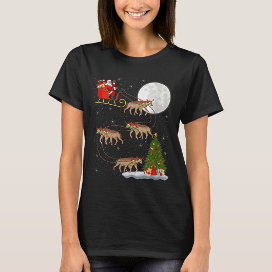 Womens Hyena Santa Sleigh Flying Funny Magical Chr T-Shirt (Vorderseite)