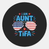 Womens I Am Aunt Tifa Tee Runder Aufkleber (Vorderseite)