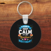 Womens I Can't Keep Calm It's My Grandson Birthday Schlüsselanhänger (Vorderseite)