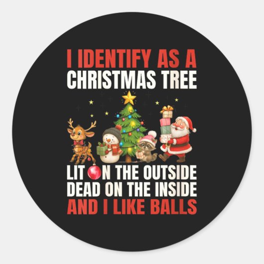 Womens I Identify As A Christmas Tree Lit On The O Runder Aufkleber (Vorderseite)
