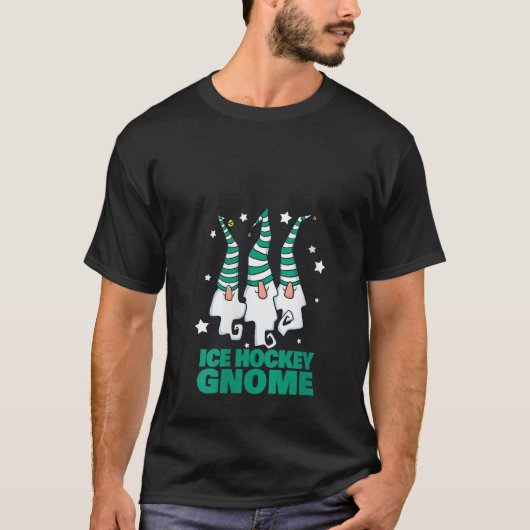 Womens Ice Hockey Gnome Christmas Party Pajama Ice T-Shirt (Vorderseite)