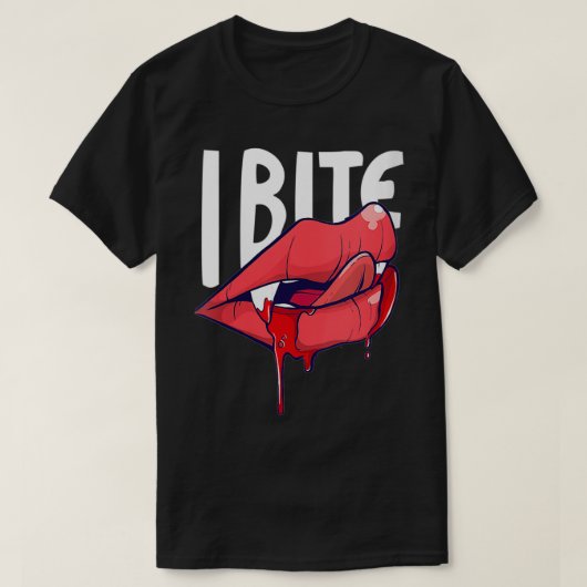 Womens ich beiße Sey Vampire Lips Halloween Vampir T-Shirt (Design vorne)