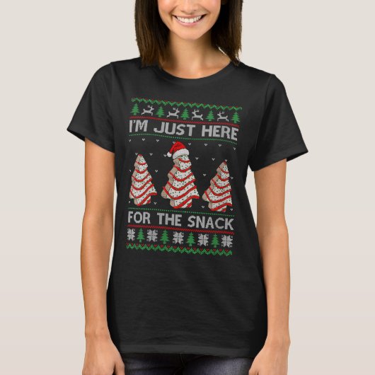 Womens I'm Just Here For The Snack Christmas Cakes T-Shirt (Vorderseite)