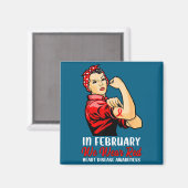 Womens In February We Wear Red - Heart Disease Awa Magnet (Vorderseite/Rückseite)
