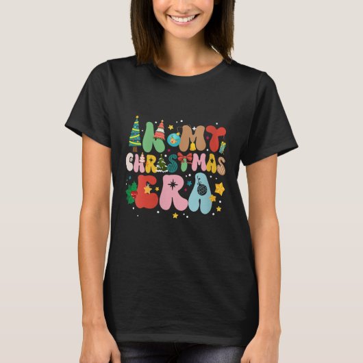 Womens In My Christmas Era Retro Groovy Christmas T-Shirt (Vorderseite)