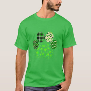 Womens Irish Dog Paw Clovers St Patrick's Day Luck T-Shirt