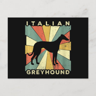 Womens italian greyhound dog 70s gift v-neck postkarte