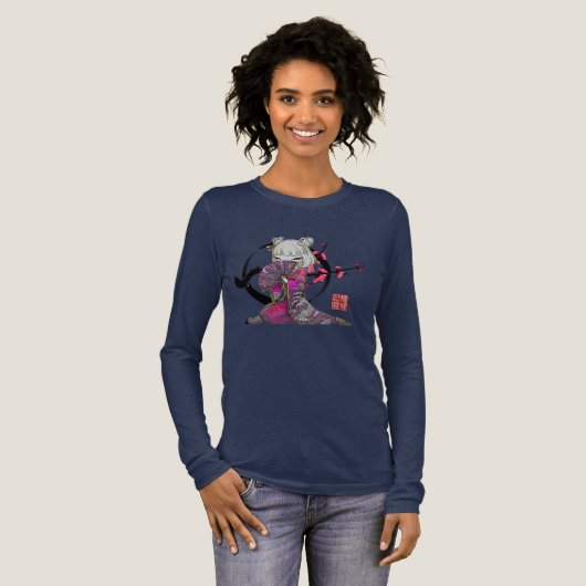 Women's Japanese Geisha Long-sleeved Tshirt  (Volle Vorderseite)