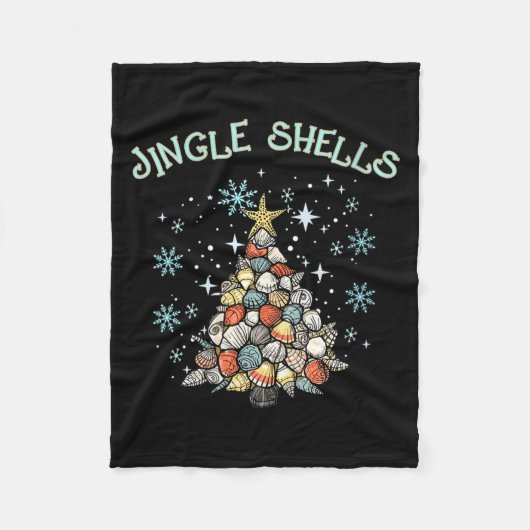 Womens Jingle Shells Christmas Tree Snowflakes Cel Fleecedecke (Vorderseite)