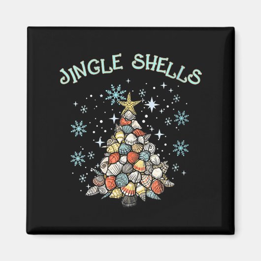 Womens Jingle Shells Christmas Tree Snowflakes Cel Magnet (Vorne)