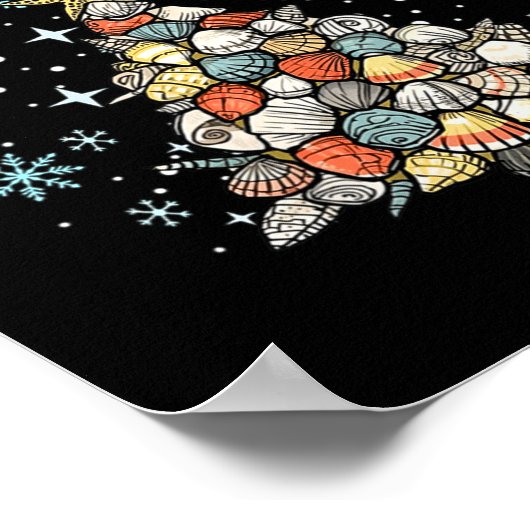 Womens Jingle Shells Christmas Tree Snowflakes Cel Poster (Ecke)