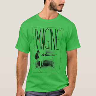 Womens John Lennon Imagine Piano VNeck boy friend T-Shirt