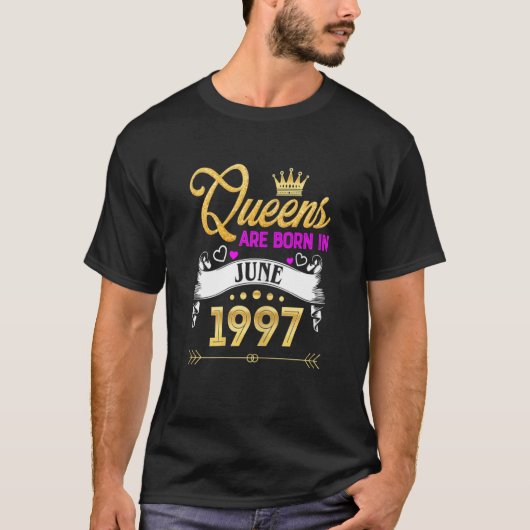 Womens June 1997 25 Years Old 25th Birthday Queen T-Shirt (Vorderseite)