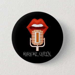 Womens Karaoke Queen Singing Singer Music Micropho Button