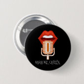 Womens Karaoke Queen Singing Singer Music Micropho Button (Vorne & Hinten)