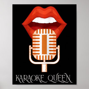 Womens Karaoke Queen Singing Singer Music Micropho Poster