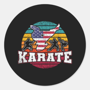 Women's Karate - Girls Martial Arts USA Flag Runder Aufkleber