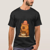 Womens Kawaii Capybara with Octopus Eating Takoyak T-Shirt (Vorderseite)