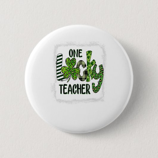 Womens Kleeblatt One Lucky Teacher St Patrick Button (Vorderseite)