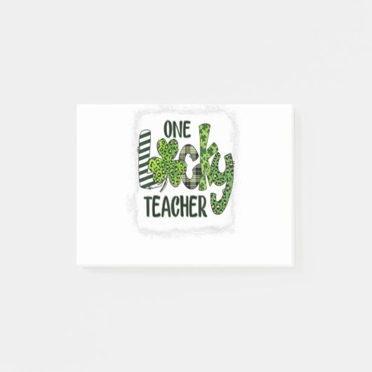 Womens Kleeblatt One Lucky Teacher St Patrick Post-it Klebezettel (Vorderseite)