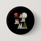 Womens Labradoodle Dog Santa Sleigh Flying Funny M Button (Vorderseite)