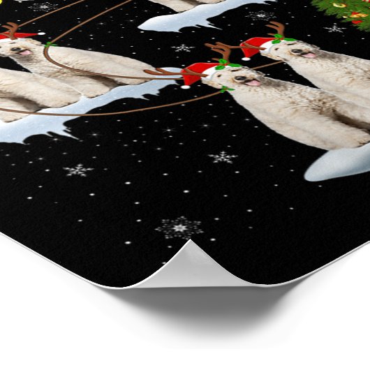 Womens Labradoodle Dog Santa Sleigh Flying Funny M Poster (Ecke)