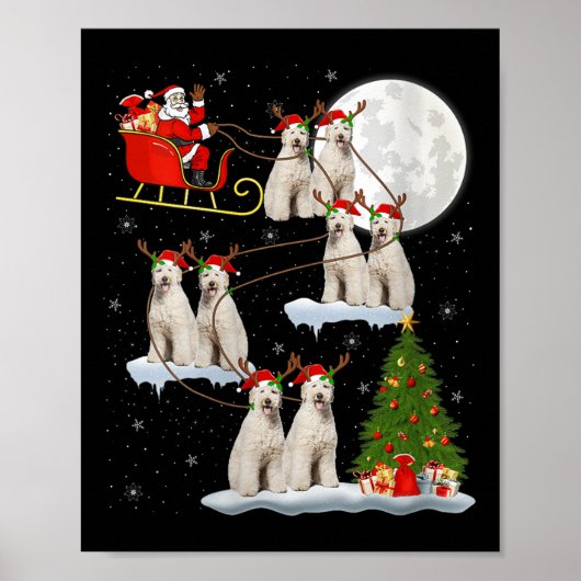 Womens Labradoodle Dog Santa Sleigh Flying Funny M Poster (Vorne)