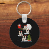 Womens Labradoodle Dog Santa Sleigh Flying Funny M Schlüsselanhänger (Vorderseite)