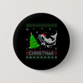 Womens Lachs Xmas Tree Lighting Ugly Weihnachtssch Button (Vorderseite)