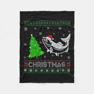 Womens Lachs Xmas Tree Lighting Ugly Weihnachtssch Fleecedecke